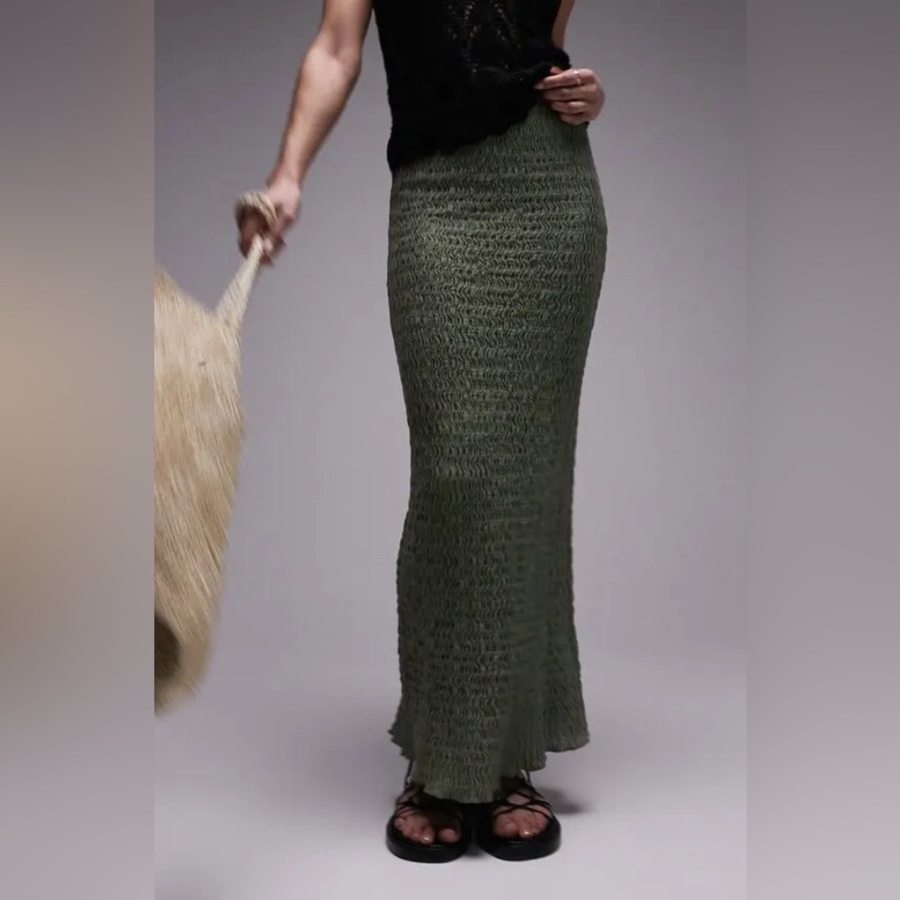 Topshop Sage Green Ruched Skirt
